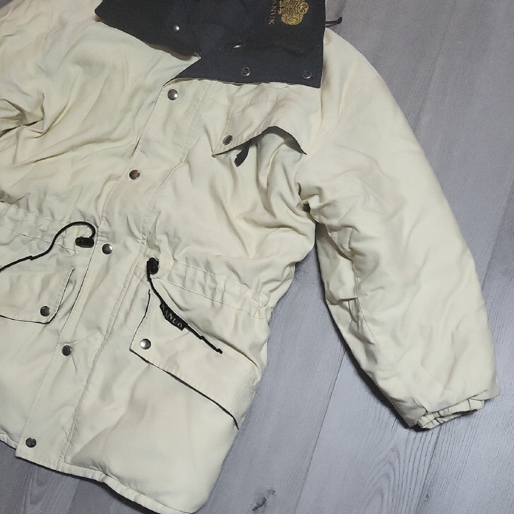 Women's Cream Puffer Jacket with Black Details - Picture 4 of 16